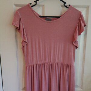 Olivia Rae Dusty Rose Pink Flutter Sleeve Dress Sz L